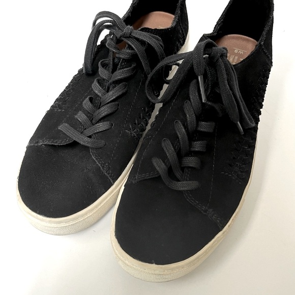 TOMS Black Sneaker Shoes Lace up Braided Suede Sz 9 - Picture 4 of 8